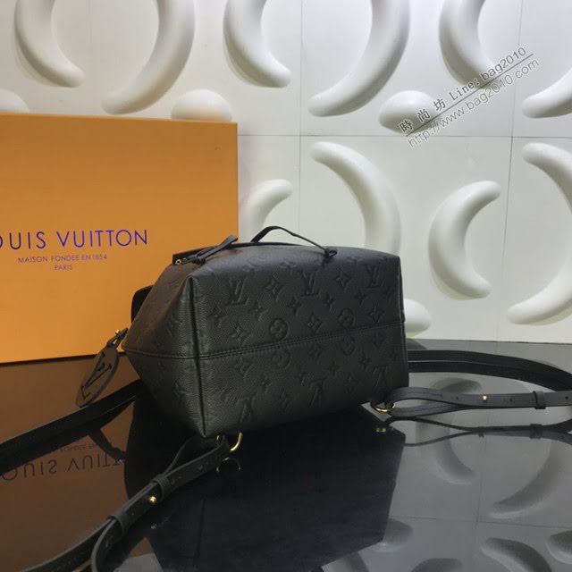 LV包包 LV新款雙肩包 M45205 黑色壓紋牛皮 Montsouris雙肩包 LV女士雙肩後背包  ydh3764